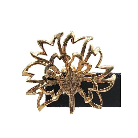 Napier Sterling Clip On Earrings 1940s Gold Wash 925 Silver Large Leaves 925 - Picture 7 of 13